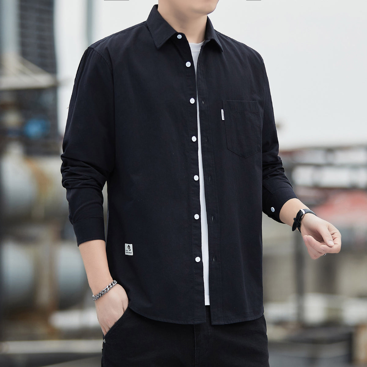 Men's Light Luxury Business Casual Long Sleeve Shirt