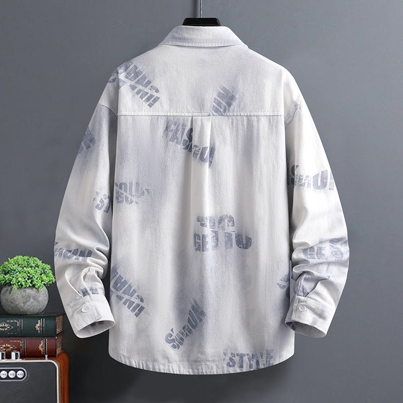 Style Letter Print Long Sleeve Loose Casual Shirt