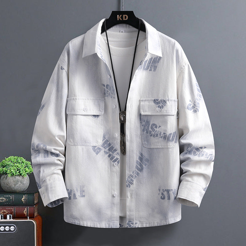 Style Letter Print Long Sleeve Loose Casual Shirt