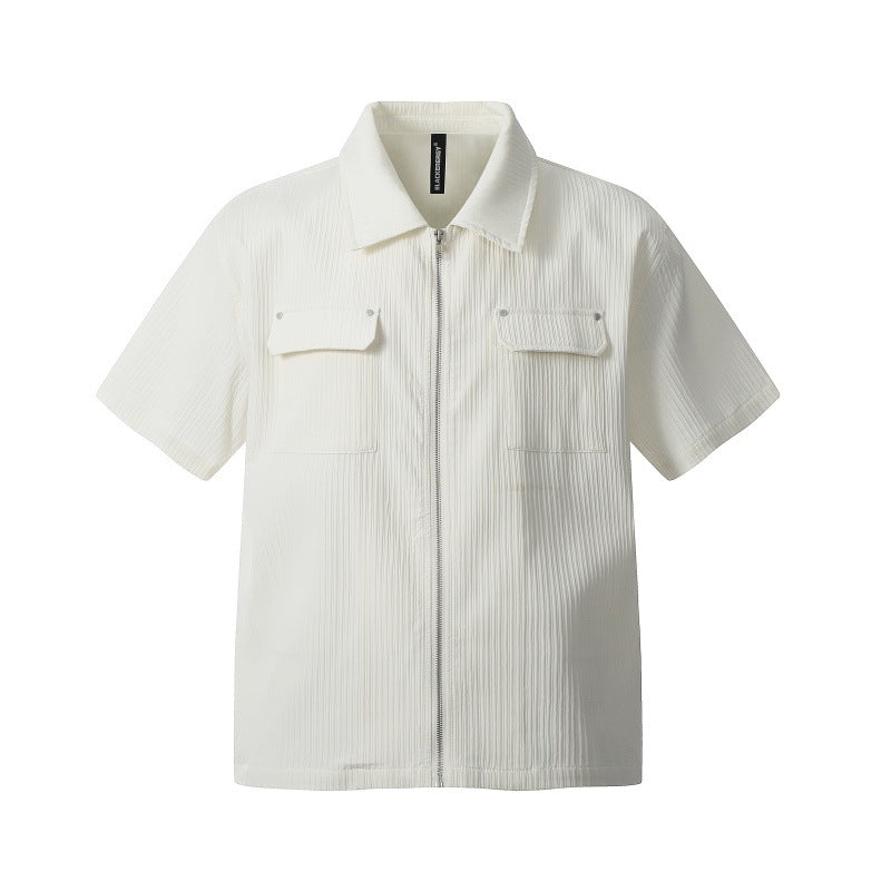 Texture shirt zipper shirt