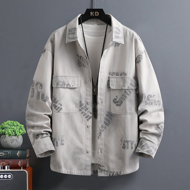 Style Letter Print Long Sleeve Loose Casual Shirt