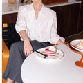 Four Seasons Wear White Shirt Women's Short Commuter Shirt Casual Long Sleeve Fake Two piece Top