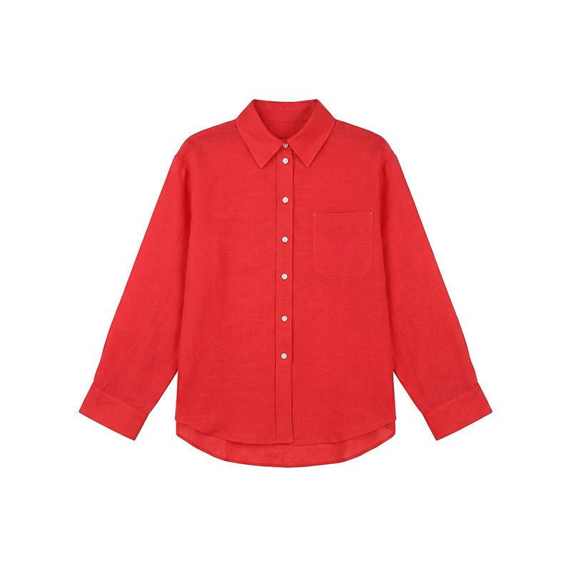 Linen Rayon Relaxed Loose Sun Protection Shirt Spring Casual Versatile Blouse