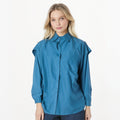Fashion Back Spliced Shirt For Women Solid Versatile Single Breasted Loose Fake Two Pieces Blouse