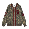 Camouflage striped patchwork three bar loose sports shirt