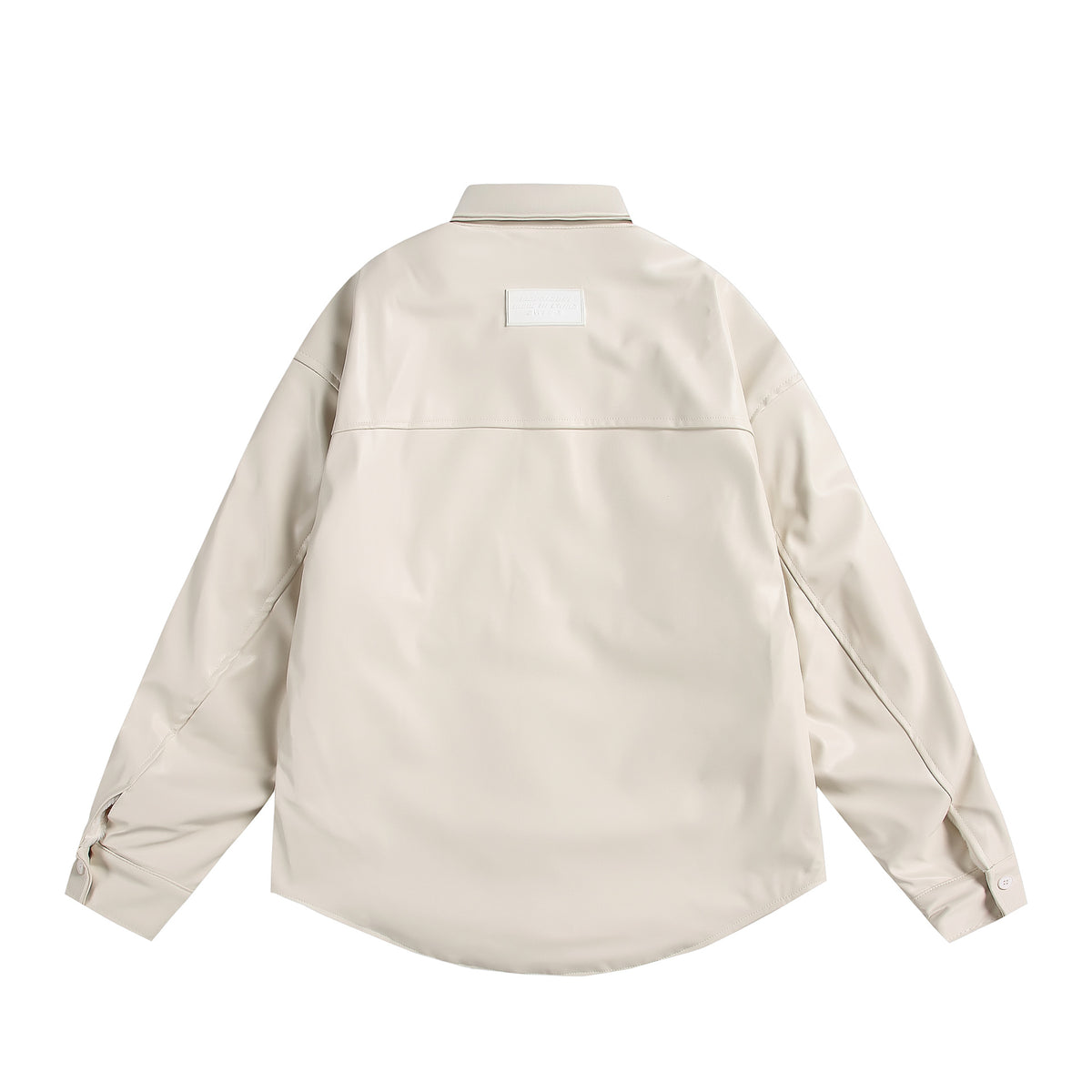 PU leather and fleece-lined shirt jacket unisex loose-fitting versatile biker-style coat
