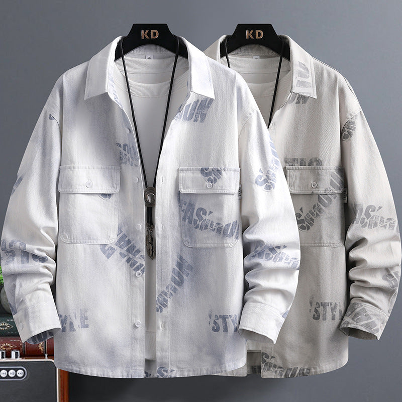 Style Letter Print Long Sleeve Loose Casual Shirt