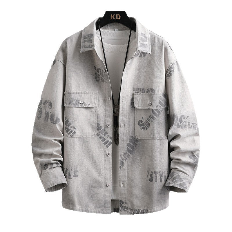 Style Letter Print Long Sleeve Loose Casual Shirt